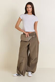 Crinkle nylon relaxed parachute pant